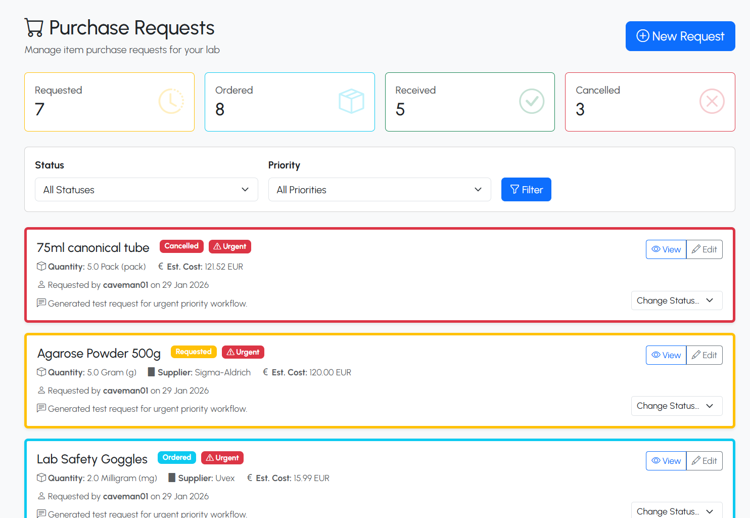 Purchases Interface